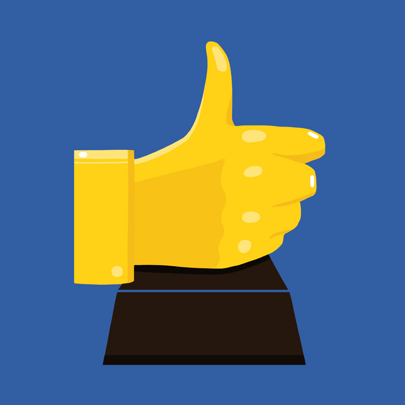 A golden thumbs up trophy