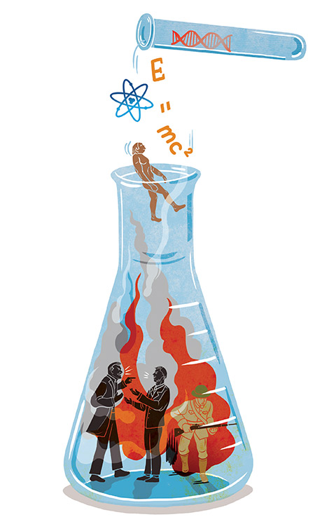 Various plot and narrative elements mixing in an erlenmeyer flask